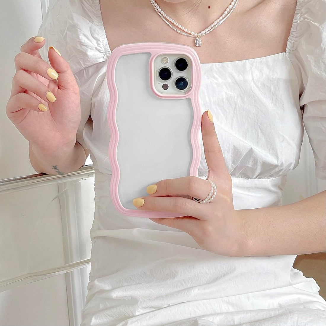 3D Curly Wave TPU Transparent Colorful Frame Bumper Case