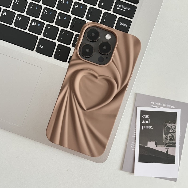 3D Heart Shape Design Embossed Wrinkle Cute Silk Pattern Silicone Fashion Aesthetic Cover