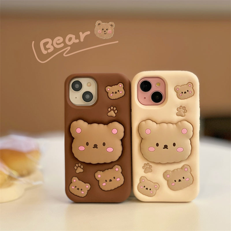 Teddy Bear 3D Cartoon Case Cotton Candy Love Graphic Animal Case with Holder