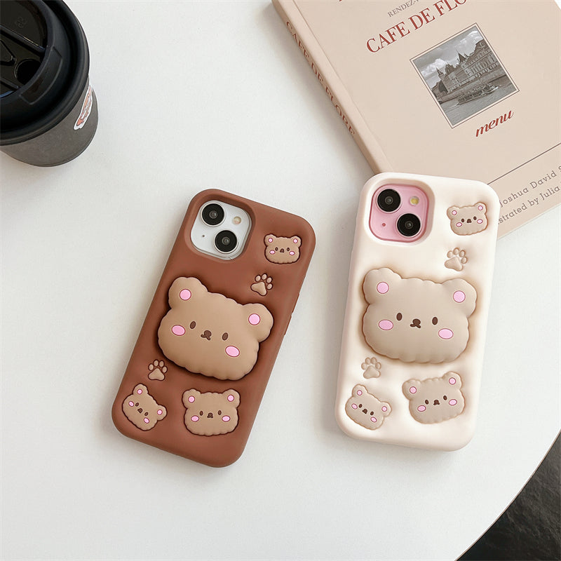 Teddy Bear 3D Cartoon Case Cotton Candy Love Graphic Animal Case with Holder