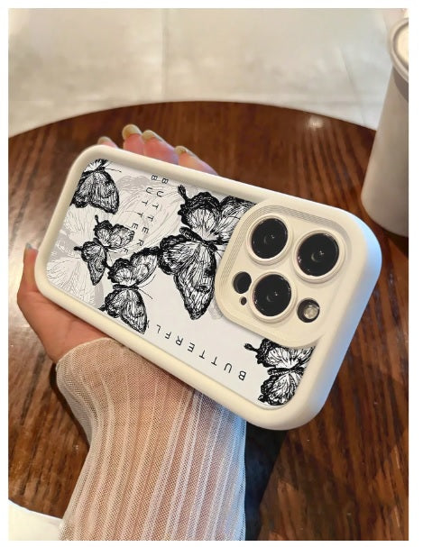 Hot 3D Minimalist Fashionable Retro Butterfly Trendy White Aesthetic Case