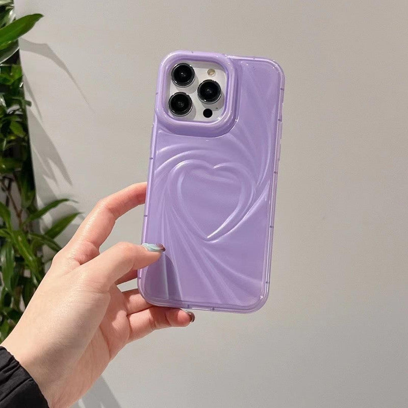 3D Heart Shape Design Embossed Wrinkle Cute Silk Pattern Silicone Fashion Aesthetic Cover