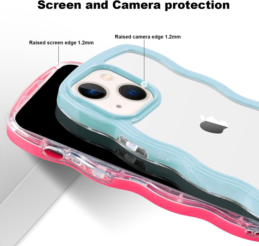 3D Curly Wave TPU Transparent Colorful Frame Bumper Case