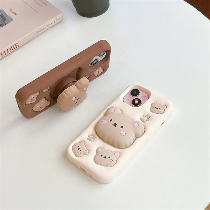 Teddy Bear 3D Cartoon Case Cotton Candy Love Graphic Animal Case with Holder