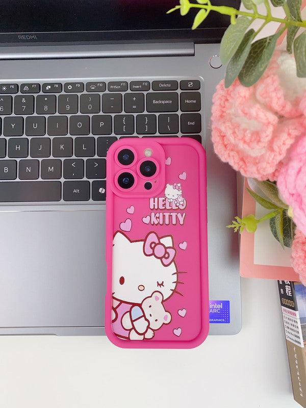 Cute Kitty Cat Pattern Hot 3D Teddy Print Bow Design Soft TPU Silicone Fashion Aesthetic Print Cover