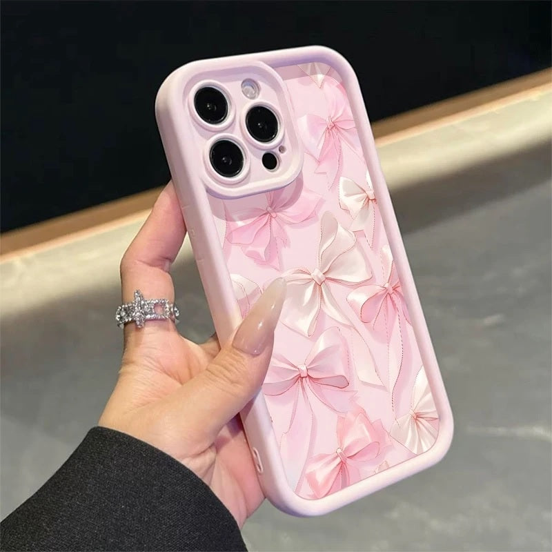 White Ribbon Hot 3D Pastel Pink Bow Knot Cute Print Design Fashion Aesthetic Cover