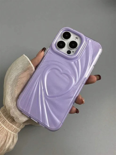 3D Heart Shape Design Embossed Wrinkle Cute Silk Pattern Silicone Fashion Aesthetic Cover