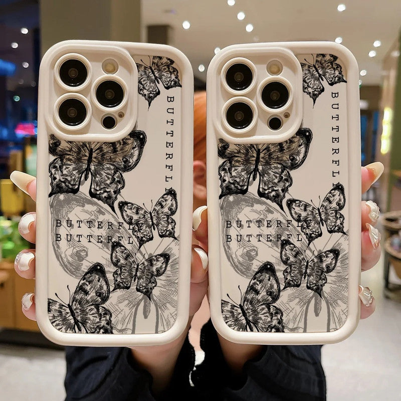 Hot 3D Minimalist Fashionable Retro Butterfly Trendy White Aesthetic Case