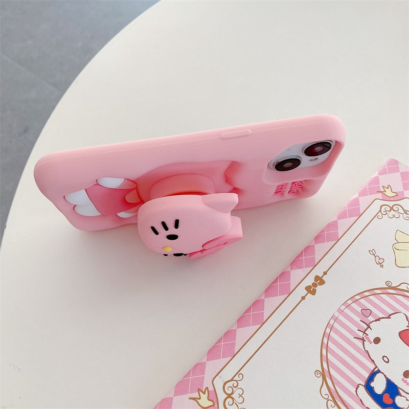 3D Cartoon Hello Kitty Bow Cat Girly Kitty Doll Animal Back Case with Holder