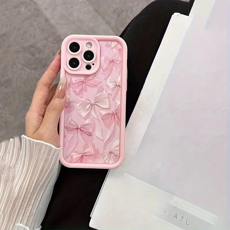 White Ribbon Hot 3D Pastel Pink Bow Knot Cute Print Design Fashion Aesthetic Cover