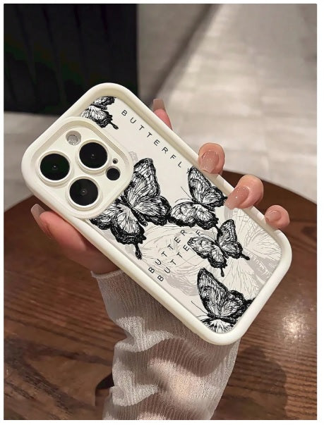 Hot 3D Minimalist Fashionable Retro Butterfly Trendy White Aesthetic Case