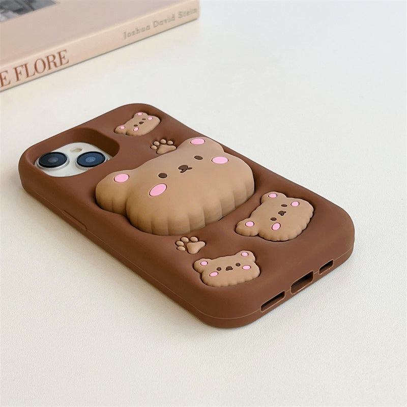 Teddy Bear 3D Cartoon Case Cotton Candy Love Graphic Animal Case with Holder