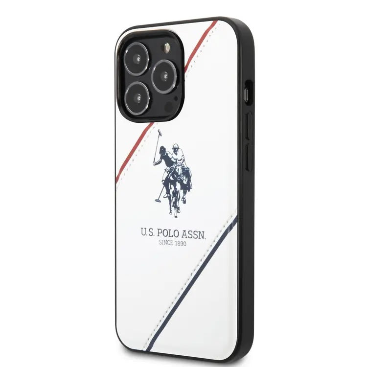 U.S. Polo Assn Double Horse Embossed Logo Protective PU Leather White Case
