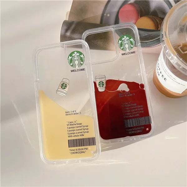 Starbuck Coffee Love Floating Quicksand Liquid Design Case