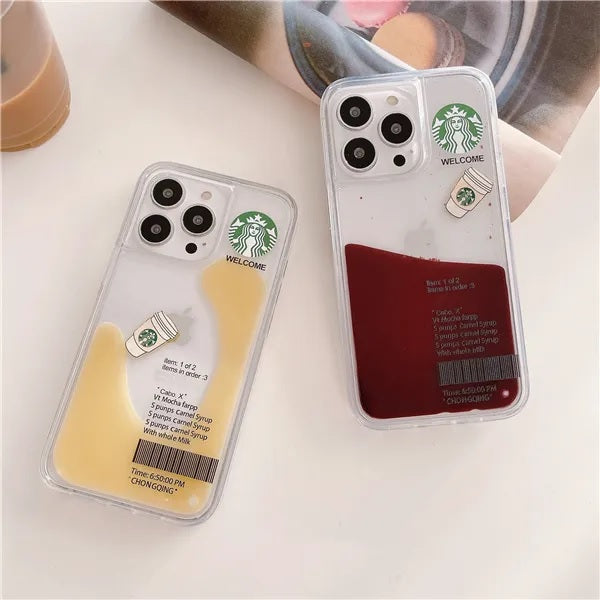 Starbuck Coffee Love Floating Quicksand Liquid Design Case