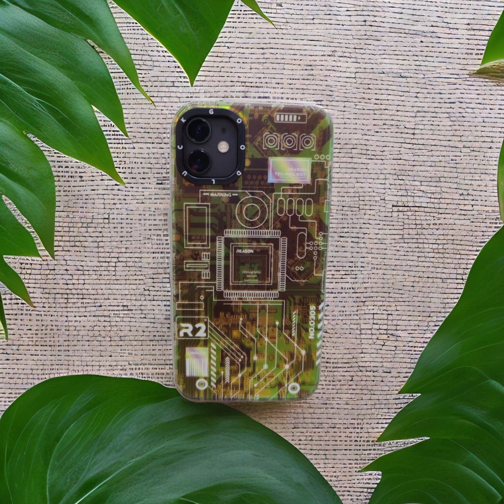 Techno Art AI Future Electric Circuit Retro IMD Chip Digital Mother Board Holographic Cover