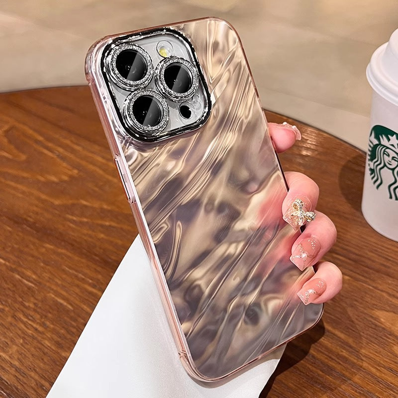Hot Diamond Laser Gradient Glitter Camera Lens Protection Colorful Phone Shell Rose Gold Case