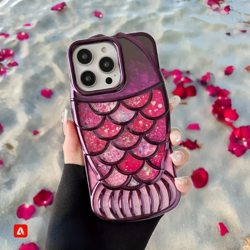 3D Mermaid Glitter Chubby Luxury Fat Fish Case
