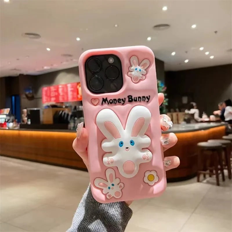 3D Cartoon Money Bunny Rabbit Cute Case with Holder