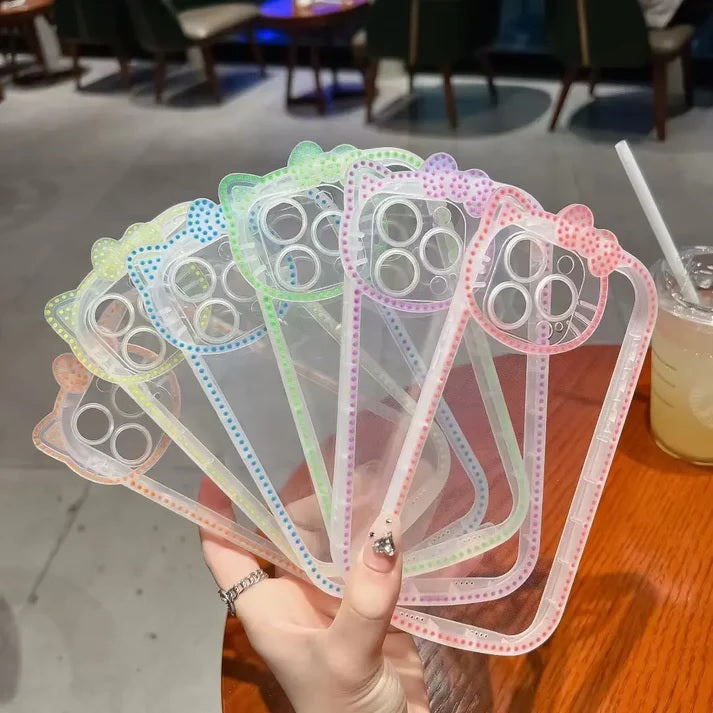 Neon Radium Night Glow Hello Kitty Colorful Transparent With Bow Case