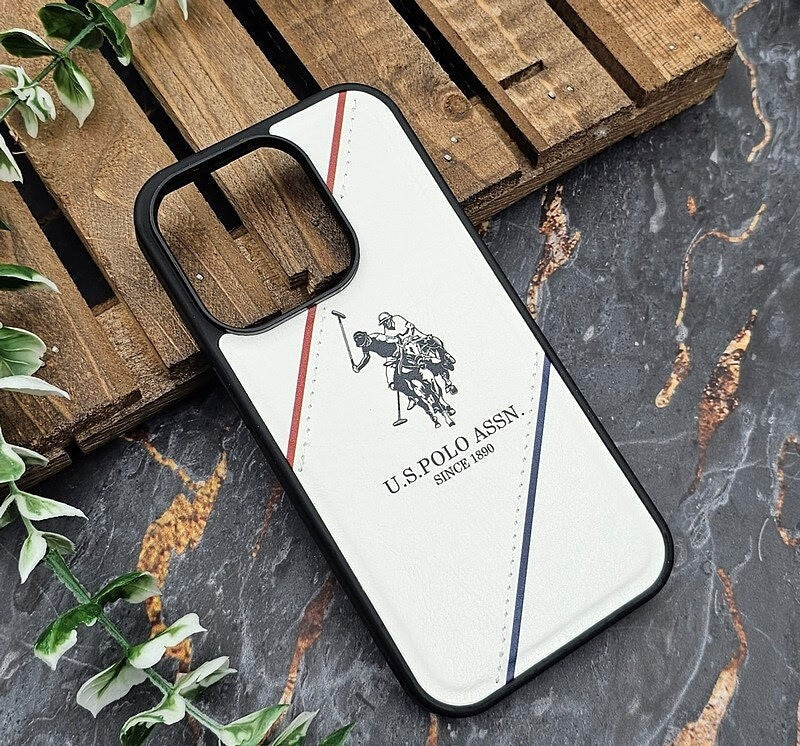 U.S. Polo Assn Double Horse Embossed Logo Protective PU Leather White Case