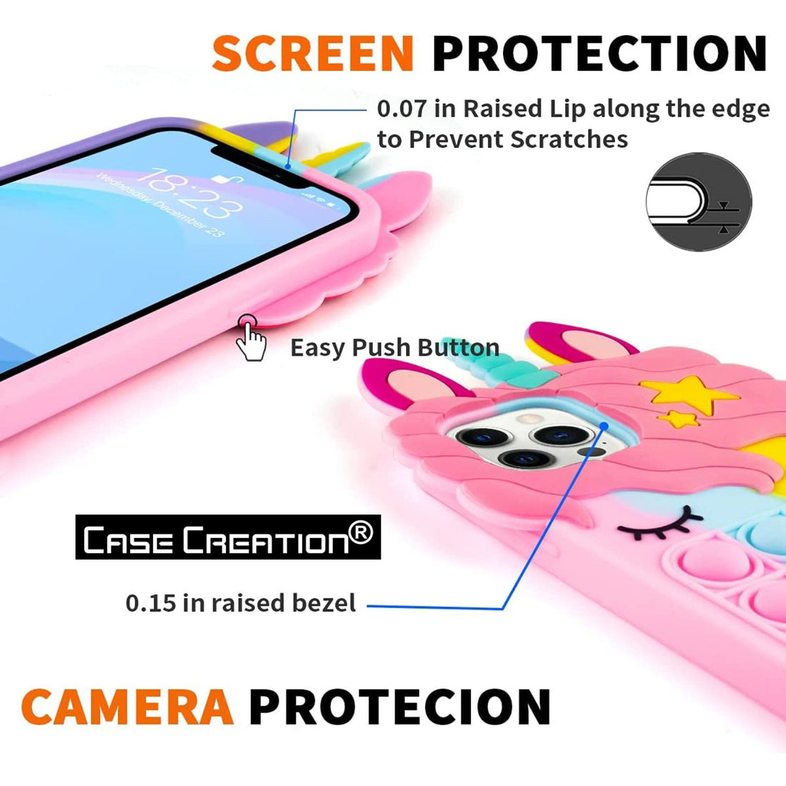 Push Pop Unicorn Bubble Fidget Toys Game Stress Relief case