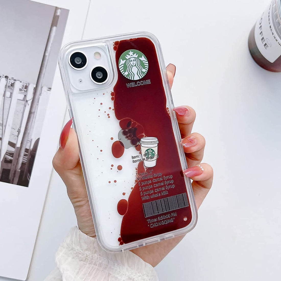 Starbuck Coffee Love Floating Quicksand Liquid Design Case