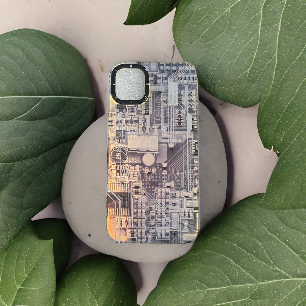 Techno Art AI Future Electric Circuit Retro IMD Chip Digital Mother Board Holographic Cover