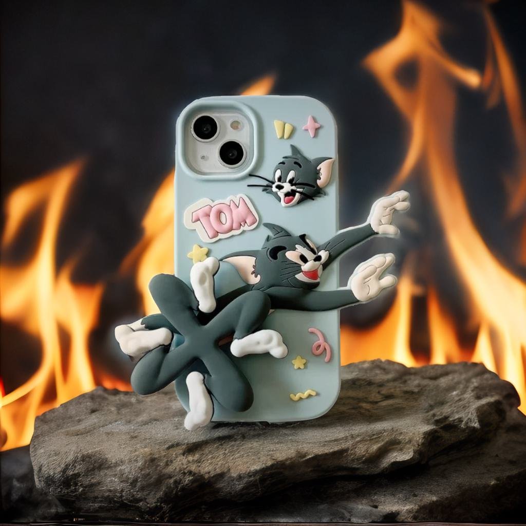 3D Cartoon Cat Fidget Spinner Playing Game Running Case
