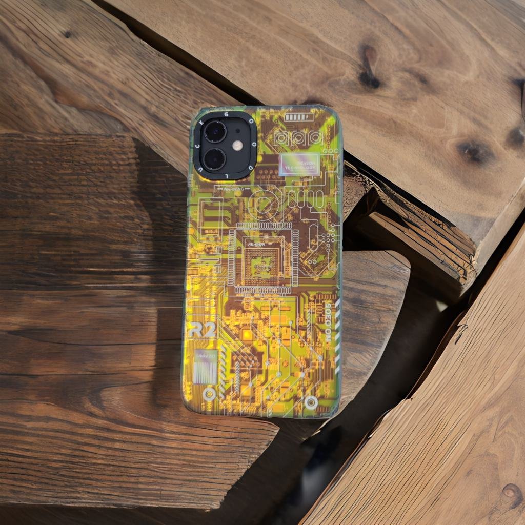 Techno Art AI Future Electric Circuit Retro IMD Chip Digital Mother Board Holographic Cover