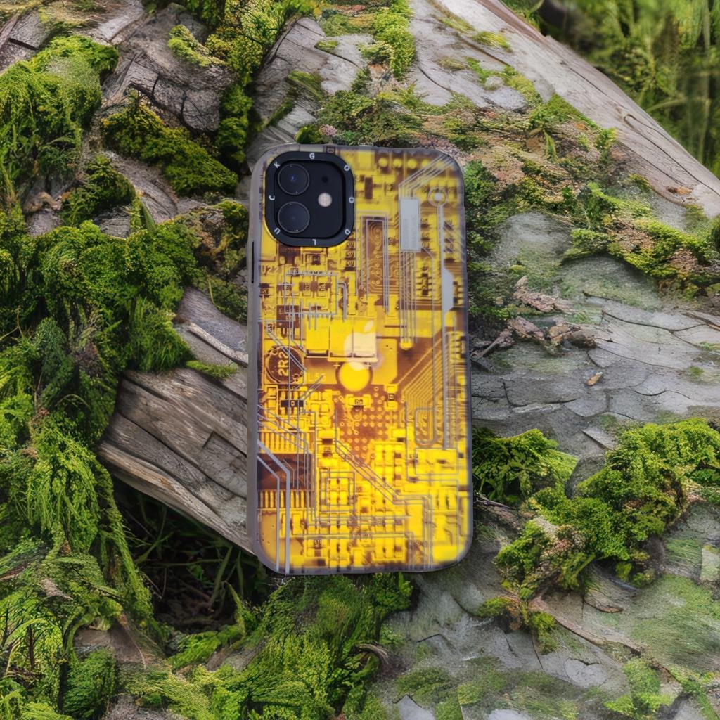 Techno Art AI Future Electric Circuit Retro IMD Chip Digital Mother Board Holographic Cover