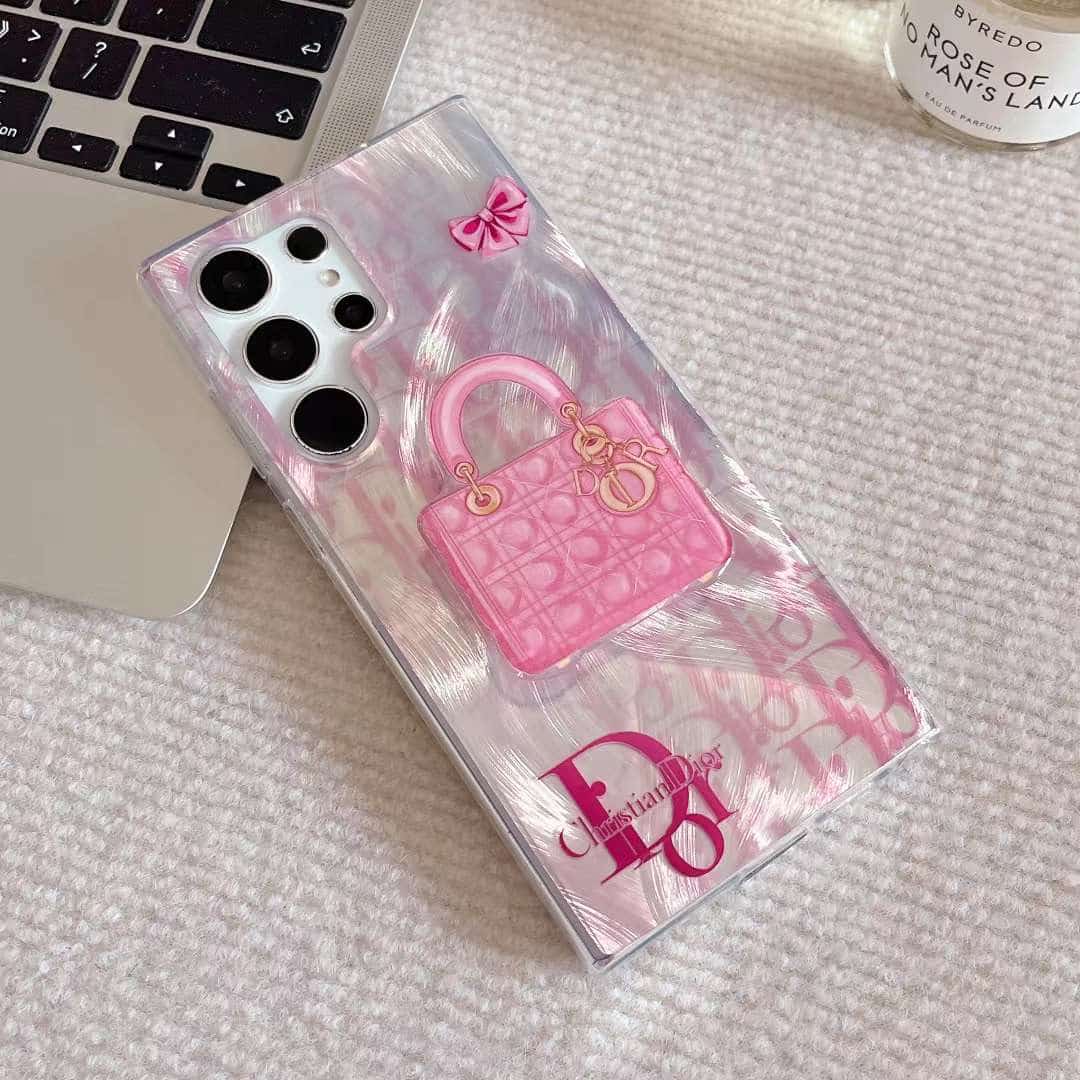 Trendy Fashion Brand luxurious Gradient Feather Phone Case with Pop Holder