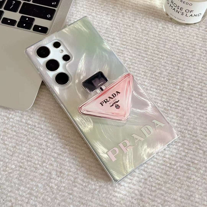 Trendy Fashion Brand  luxurious Gradient Feather Phone Case with Pop Holder