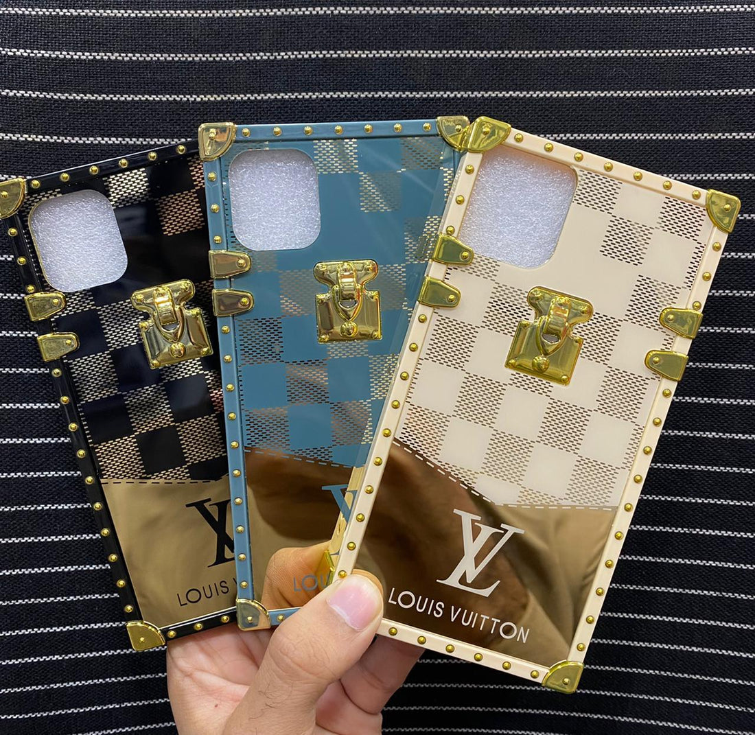 Luxury Designer Brand Shine Logo Square Leather Case