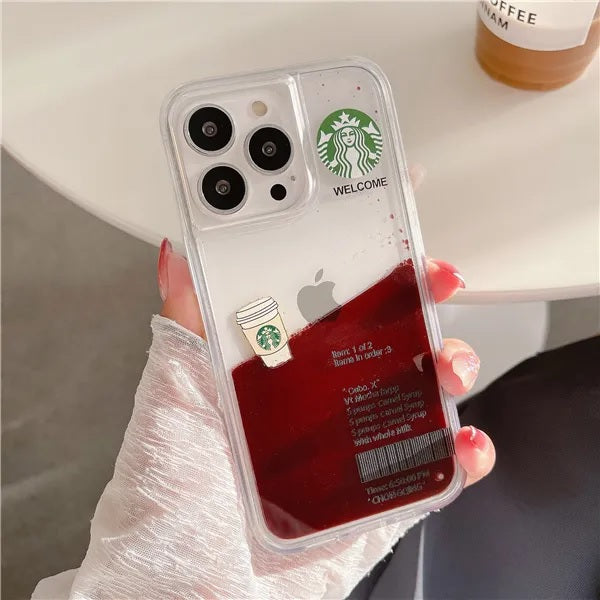 Starbuck Coffee Love Floating Quicksand Liquid Design Case