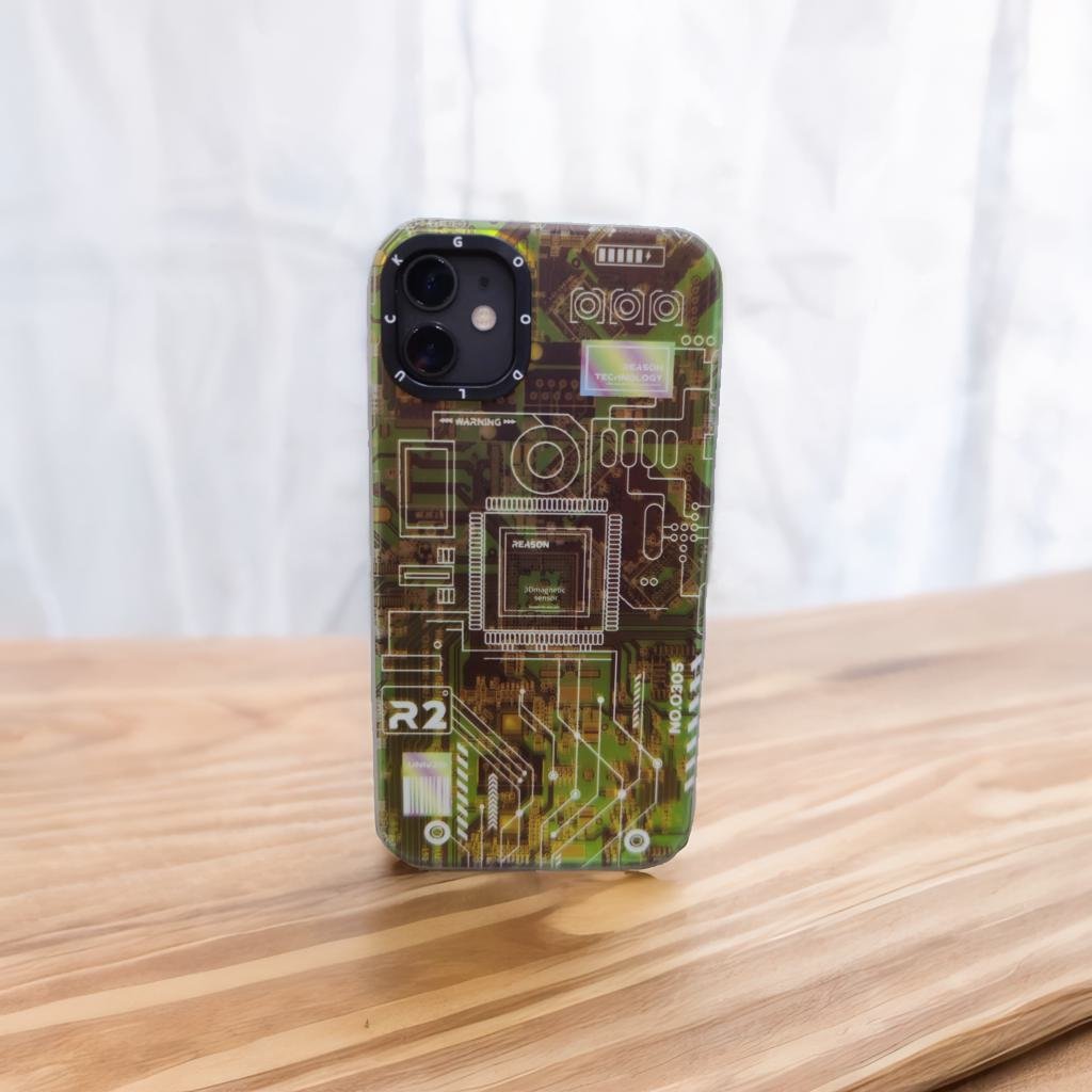 Techno Art AI Future Electric Circuit Retro IMD Chip Digital Mother Board Holographic Cover