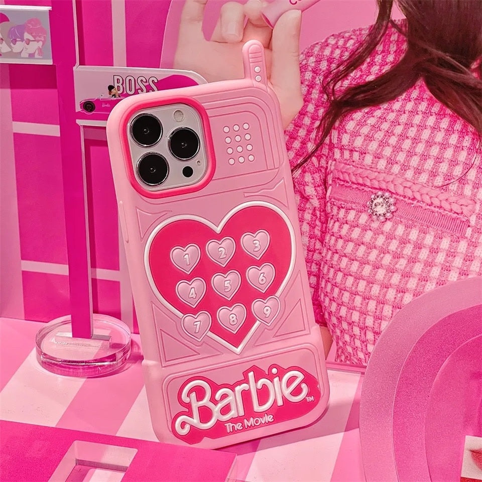 3D Cute Angel Barbie The Movie Cartoon Retro feel Phone Style Dial Back Cover