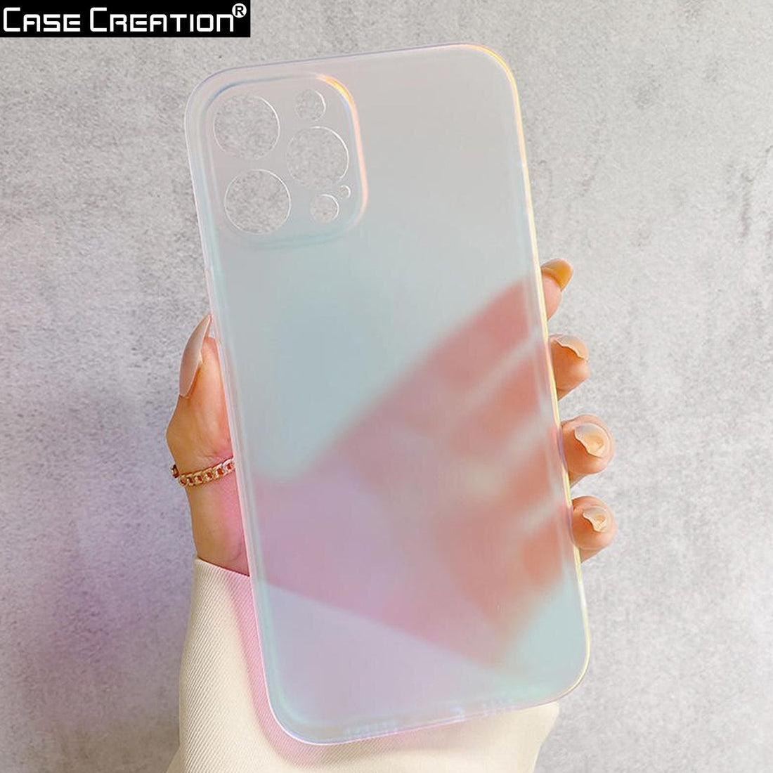 Holographic Clear Super Slim Apple 3D Color Changing Fashion Cool Reflective Hard Back Cover