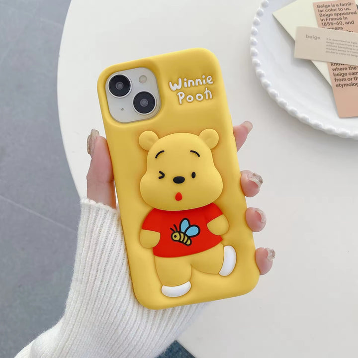 3D Cartoon Bear Pooh Winnie The POOH Bee Animal Back Case with Holder