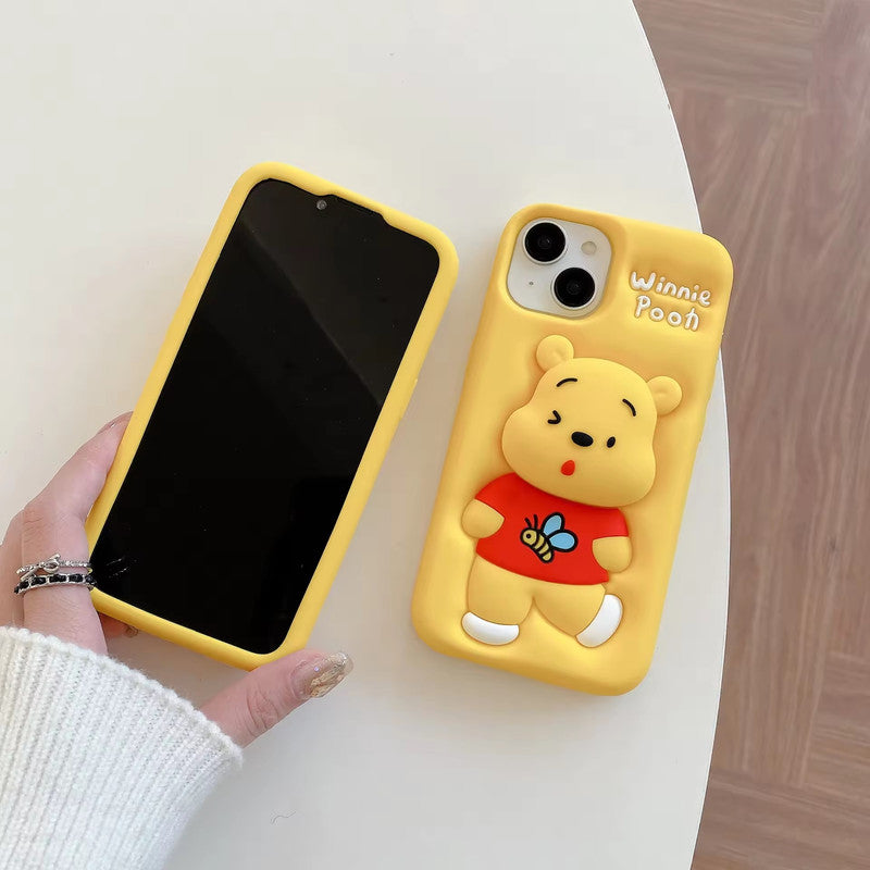 3D Cartoon Bear Pooh Winnie The POOH Bee Animal Back Case with Holder