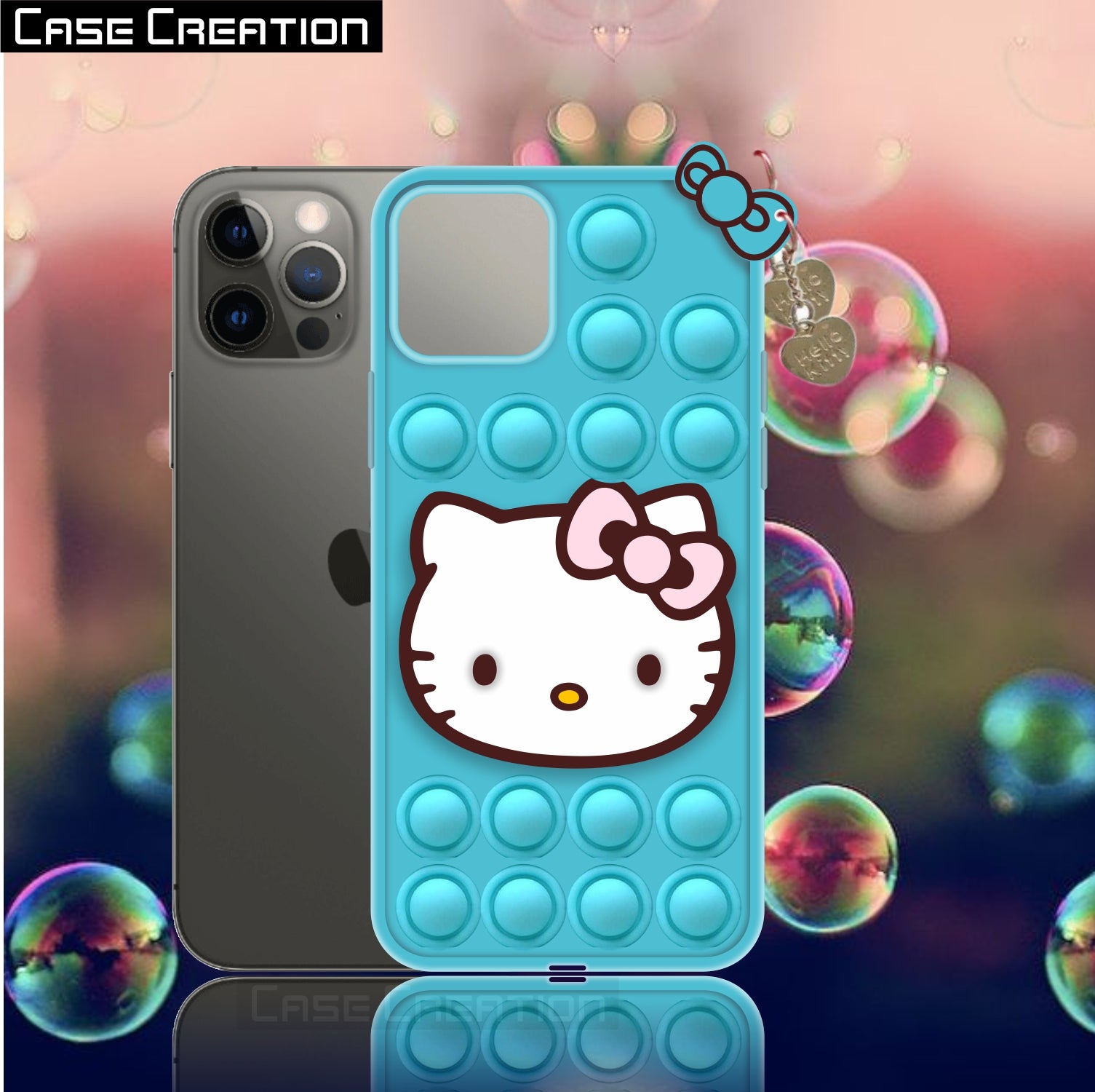 Push Pop Hello Kitty Cat Love Bubble Fidget Toys Game Stress Relief case