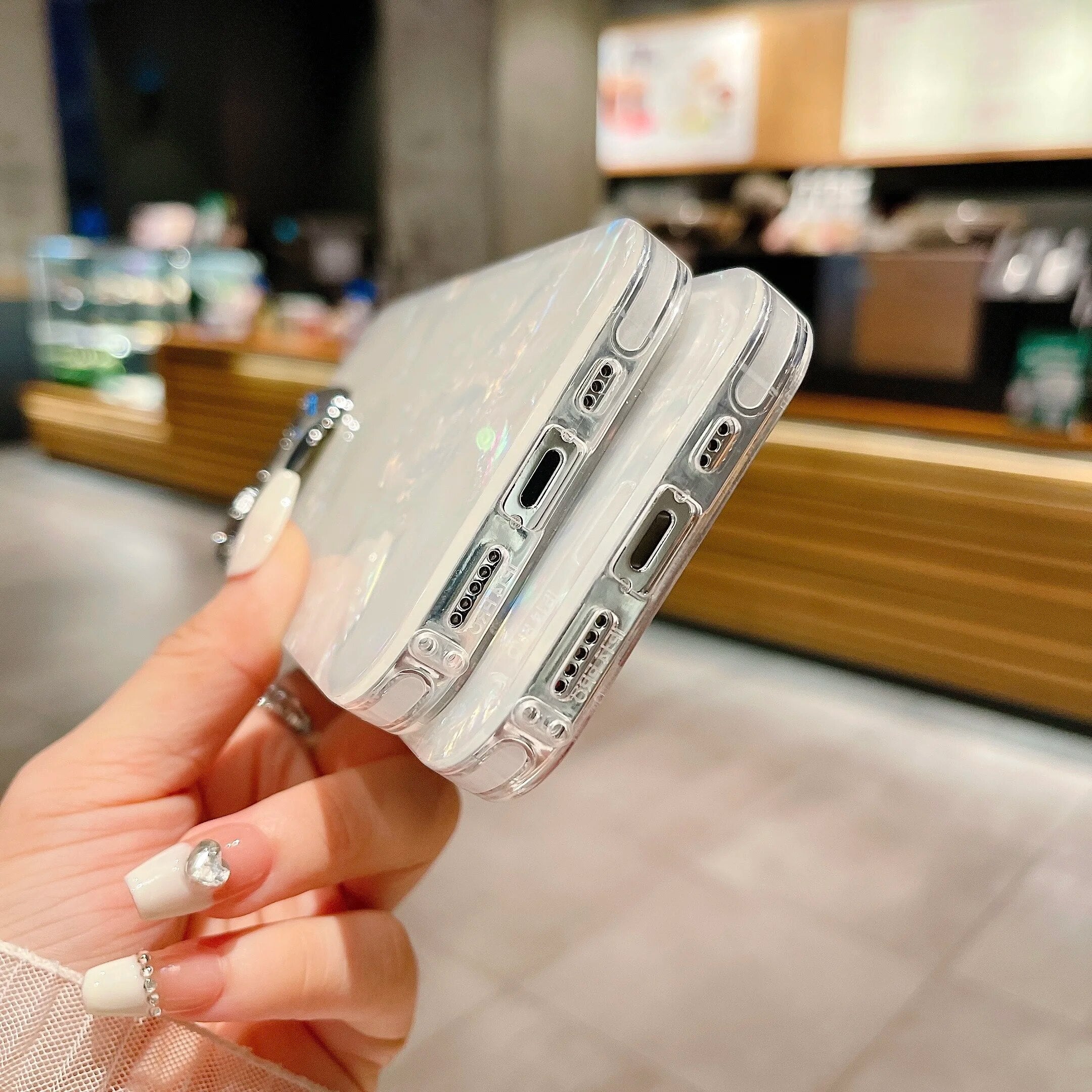 Holographic Marble Glitter Colorful Dreamy Hard Shell Phone Bling Case