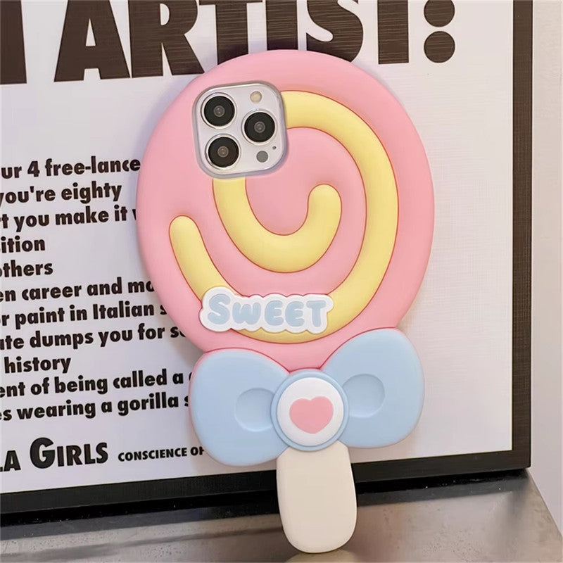 3D Cute Cartoon Lollipop Cotton Candy Sweetheart Pop Sweet Case