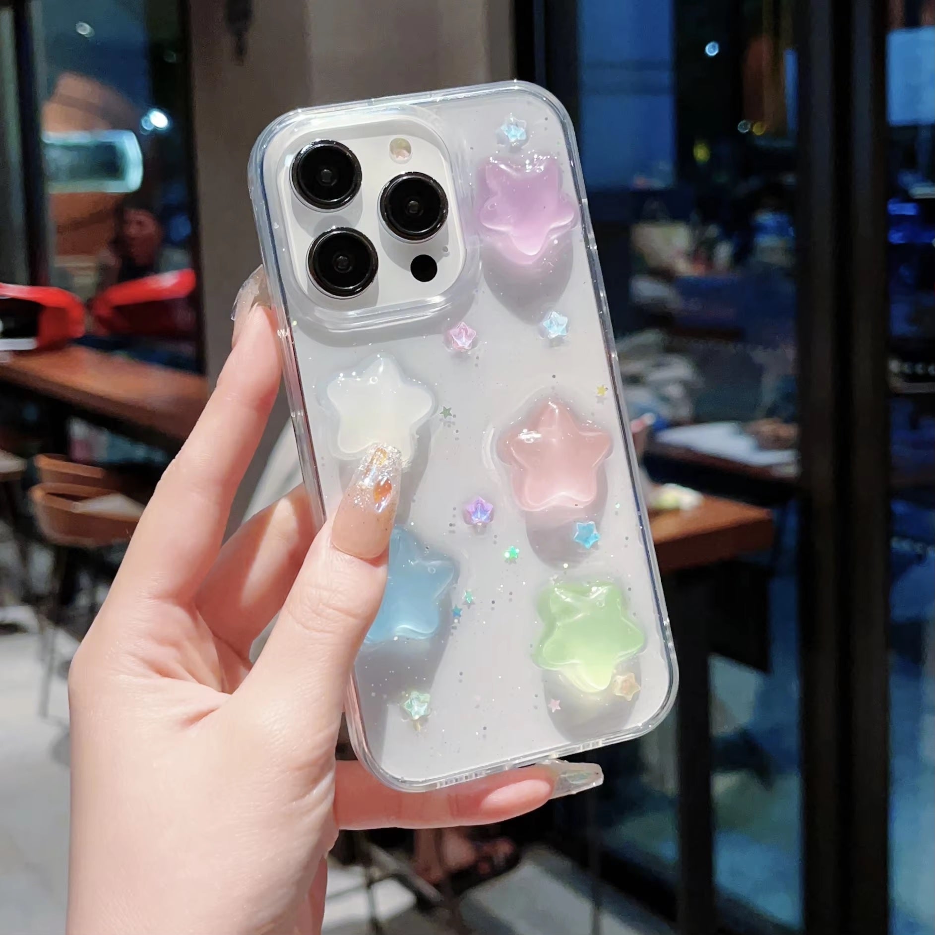 Luxury Translucent Colorful Cute Stars Resin Phone Case