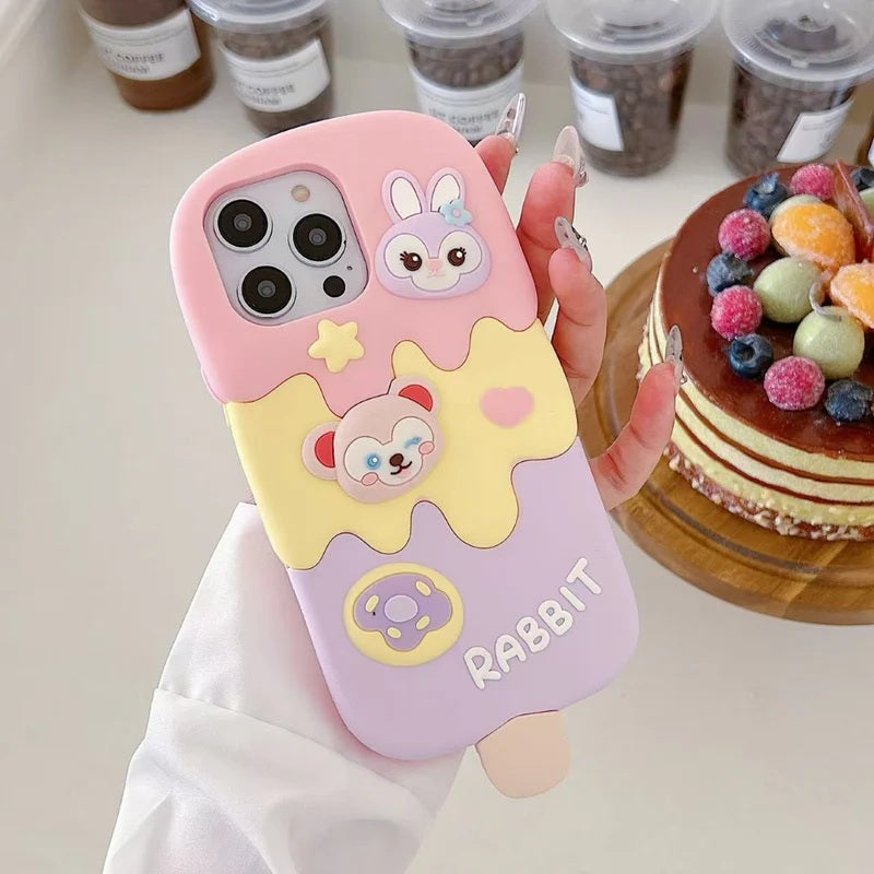 3D Ice Candy Rabbit Ice Cream Candy Duffy Bear Toy Cartoon Kawaii Case