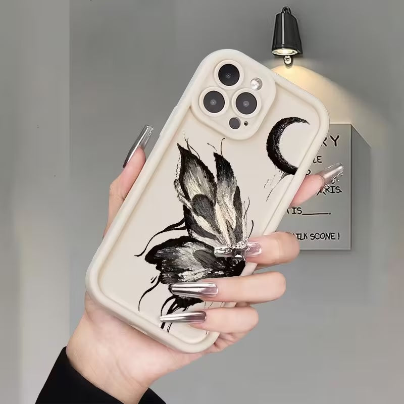 3D Grunge Butterfly Hot Monochrome Half Moon Cute Design Aesthetic Print Cover