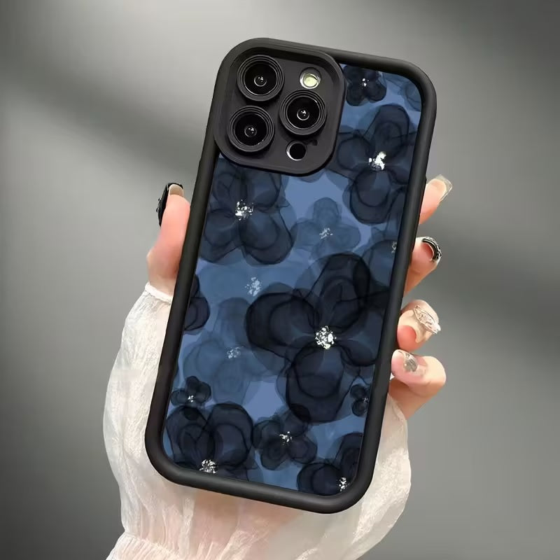 3D Floral Sparkling Hot Flower Black Cute Design Aesthetic Print Cover