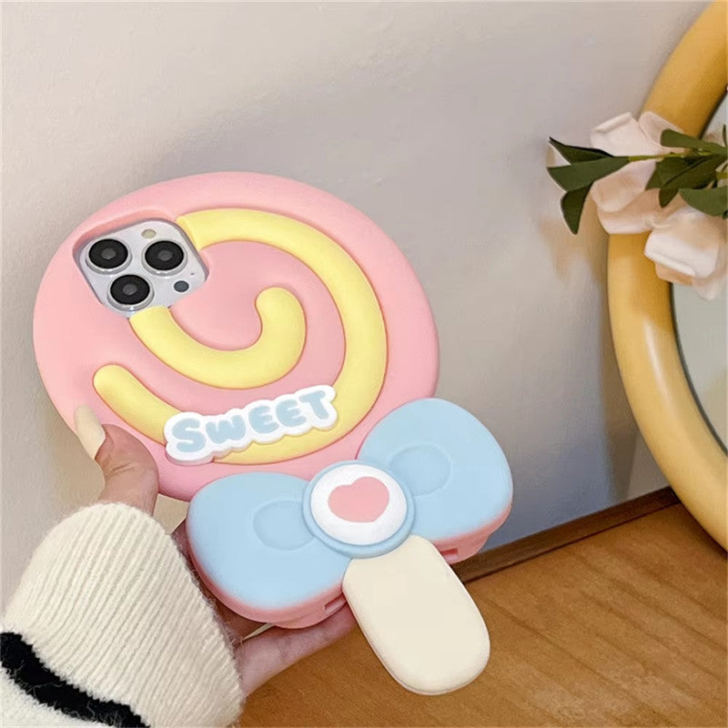 3D Cute Cartoon Lollipop Cotton Candy Sweetheart Pop Sweet Case