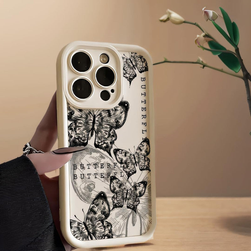 Hot 3D Minimalist Fashionable Retro Butterfly Trendy White Aesthetic Case
