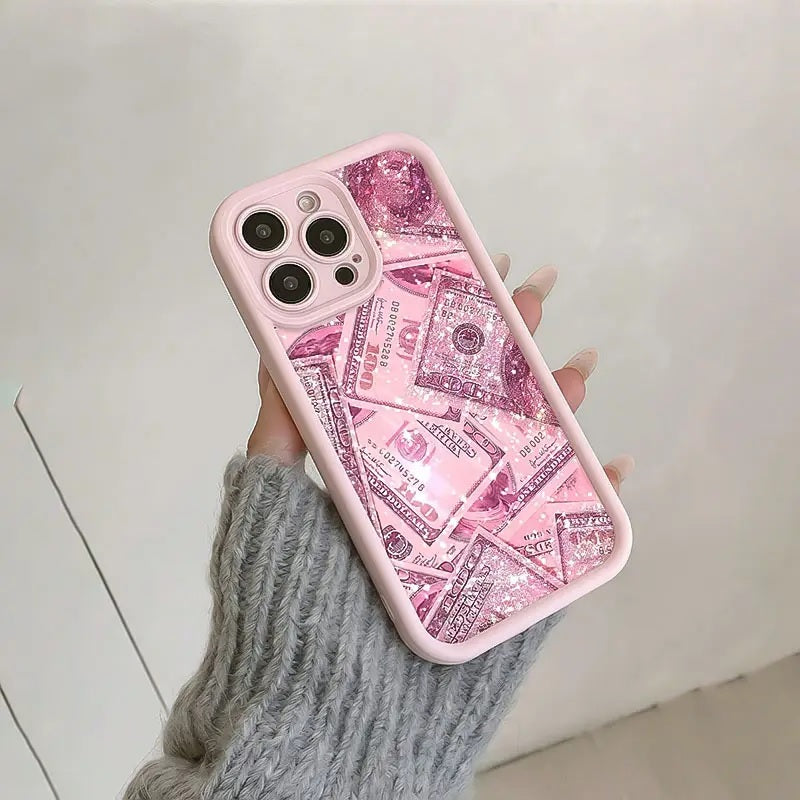 3D Cute Hot Money Dollar Pastel Pink Glittery Banknote Design  Aesthetic Case